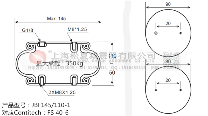 JBF145/110-1橡膠<a href='http://www.katu168.com/' target='_blank'><u>空氣彈簧</u></a>