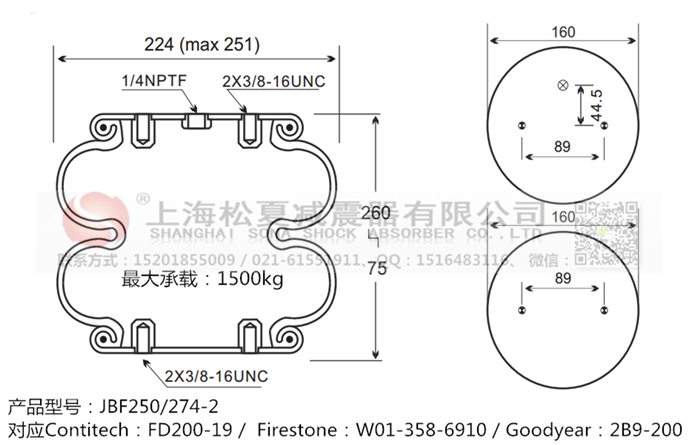 JBF250/274-2橡膠<a href='http://www.katu168.com/' target='_blank'><u>空氣彈簧</u></a>