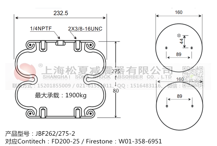 JBF262/275-2橡膠<a href='http://www.katu168.com/' target='_blank'><u>空氣彈簧</u></a>